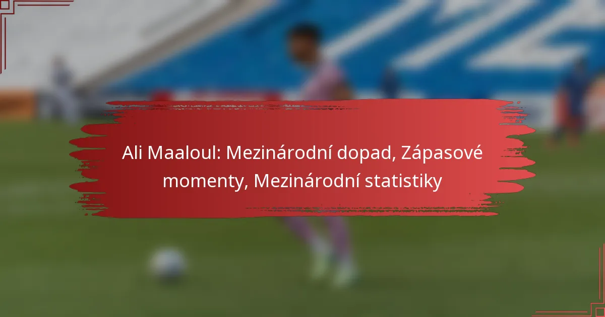 Ali Maaloul: Mezinárodní dopad, Zápasové momenty, Mezinárodní statistiky