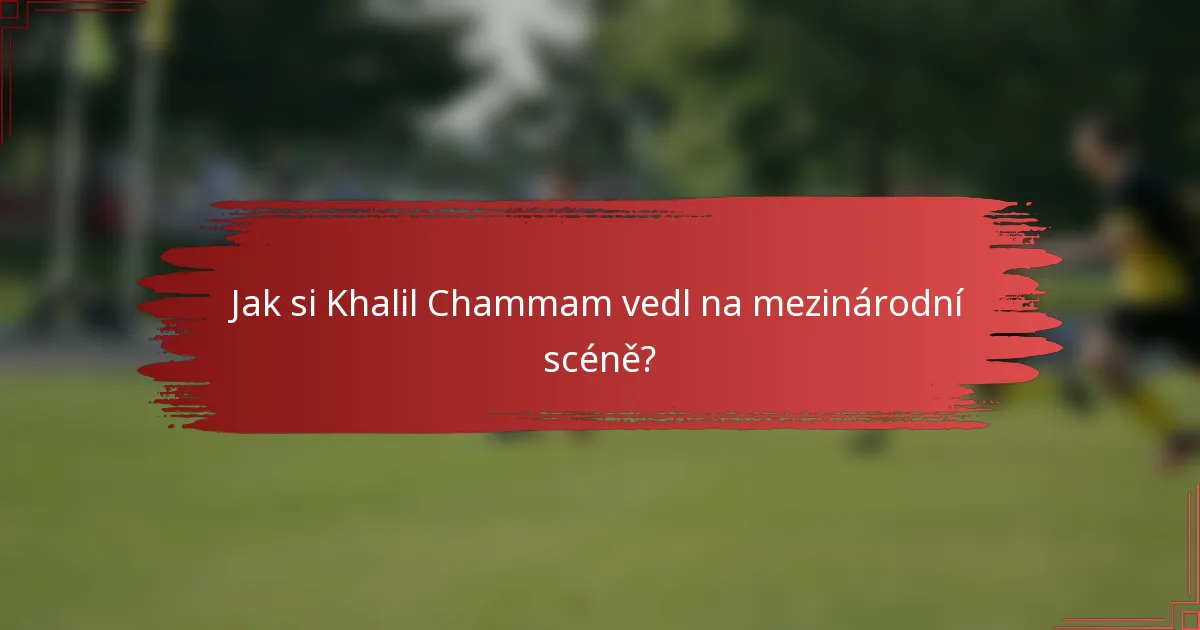 Jak si Khalil Chammam vedl na mezinárodní scéně?