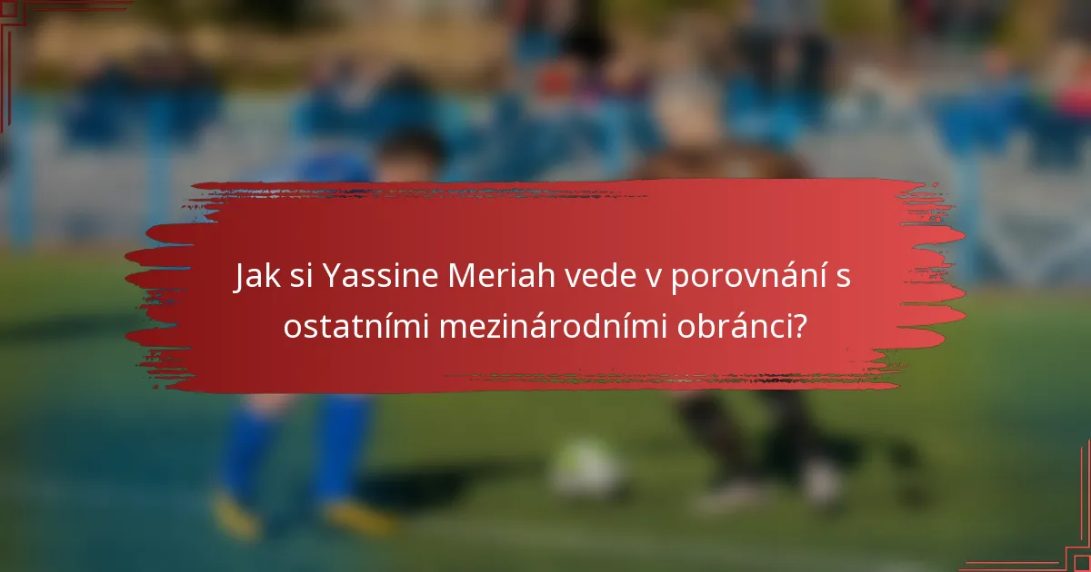 Jak si Yassine Meriah vede v porovnání s ostatními mezinárodními obránci?