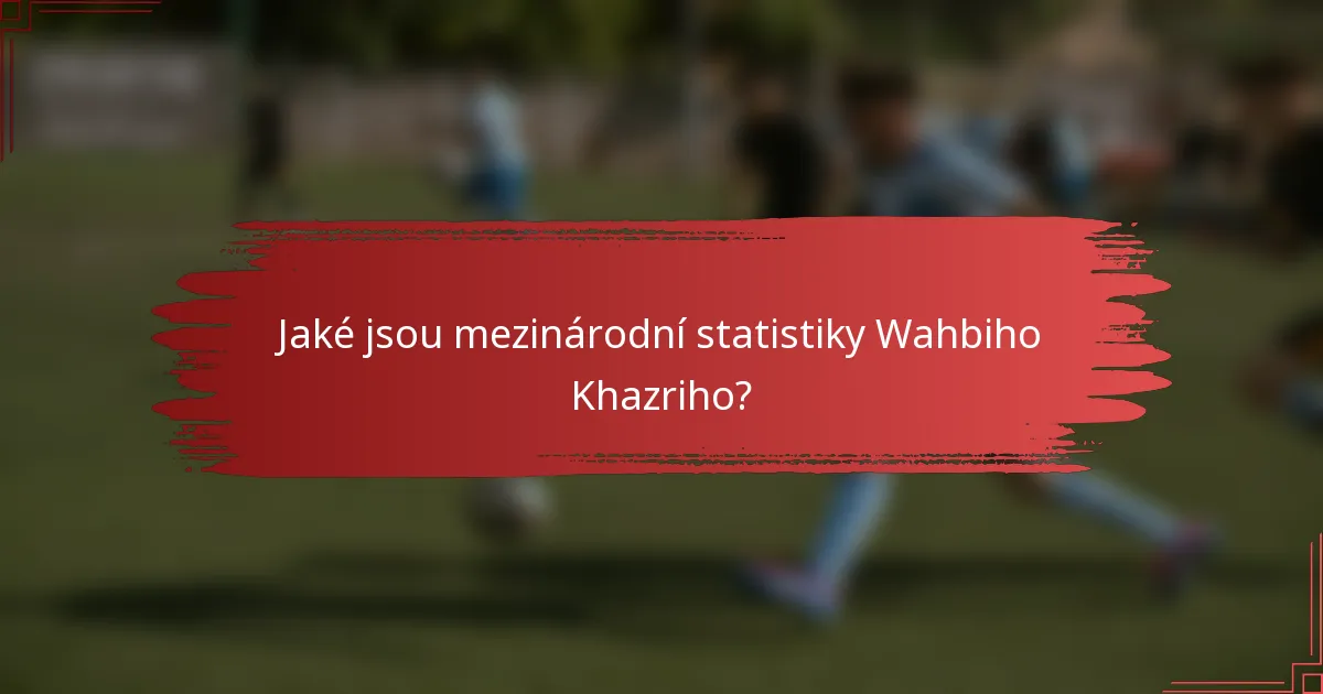 Jaké jsou mezinárodní statistiky Wahbiho Khazriho?