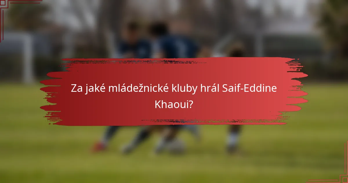 Za jaké mládežnické kluby hrál Saif-Eddine Khaoui?