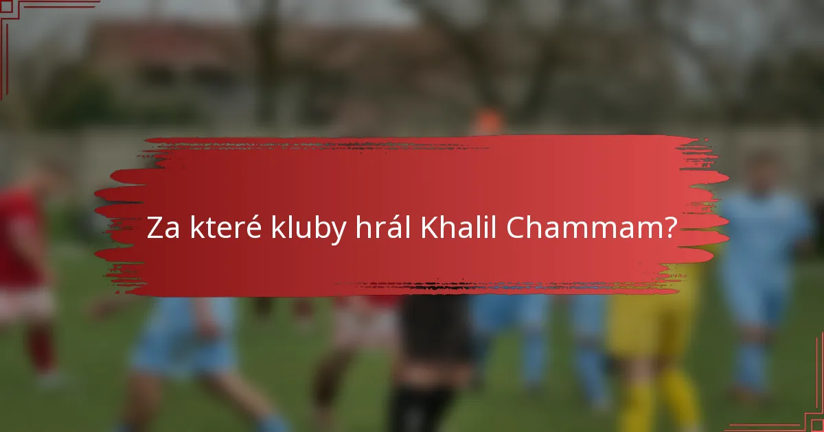 Za které kluby hrál Khalil Chammam?